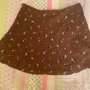 H&M floral brown short skirt